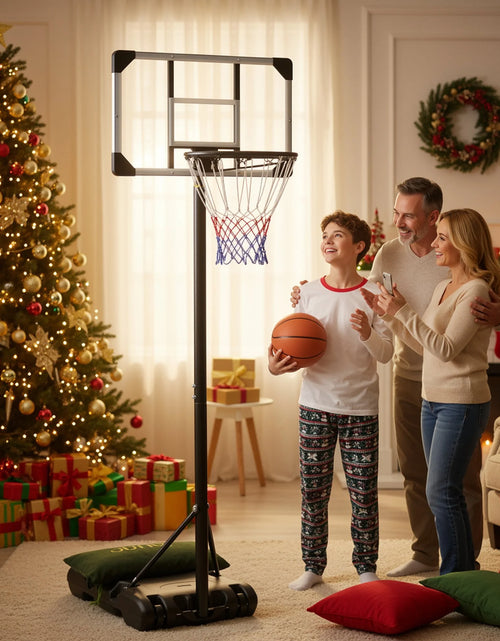 Load image into Gallery viewer, 28In Basketball Hoop Basketball Goal System Height Adjustable 5.1Ft to 7Ft Court for All Age Ranges Indoor Outdoor Use
