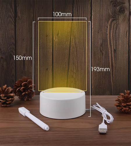 Transparent Luminous LED Night Lights USB Luminous Acrylic Night Light Erasable Write Message Board Calendar Desktop Ornaments