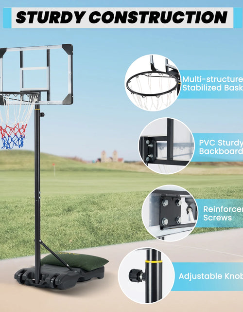 Load image into Gallery viewer, 28In Basketball Hoop Basketball Goal System Height Adjustable 5.1Ft to 7Ft Court for All Age Ranges Indoor Outdoor Use
