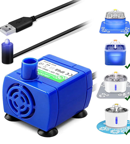 Cat Water Fountain Pump,  Pet Water Fountain Pump Compatible Motor for Pet Drinking Fountain Cat Water Dispenser Replacement