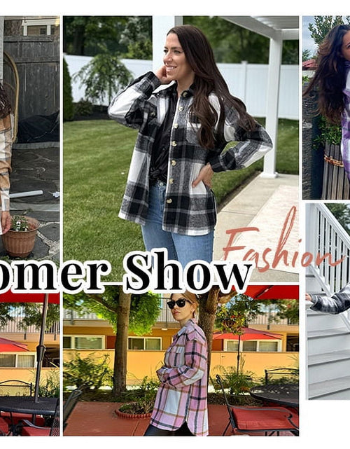 Load image into Gallery viewer, Flannel Shirts for Women Plaid Jackets Long Sleeve Shackets Womens Button down Coats Warm Blouses
