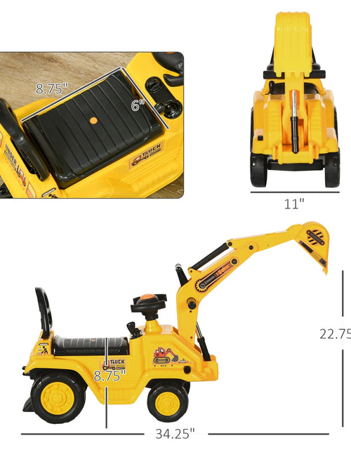 Load image into Gallery viewer, NO Power 3 in 1 Ride on Toy Excavator Digger Scooter Pulling Cart Pretend Play Construction Truck
