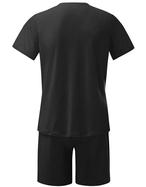 Load image into Gallery viewer, Men'S Short Sleeve T-Shirt and Shorts Set Sport Casual Crew Neck Muscle Sportswear 2 Piece Tracksuit Summer Outfits
