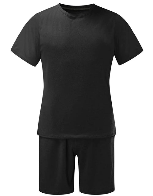 Load image into Gallery viewer, Men'S Short Sleeve T-Shirt and Shorts Set Sport Casual Crew Neck Muscle Sportswear 2 Piece Tracksuit Summer Outfits
