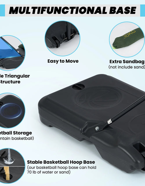 Load image into Gallery viewer, 28In Basketball Hoop Basketball Goal System Height Adjustable 5.1Ft to 7Ft Court for All Age Ranges Indoor Outdoor Use
