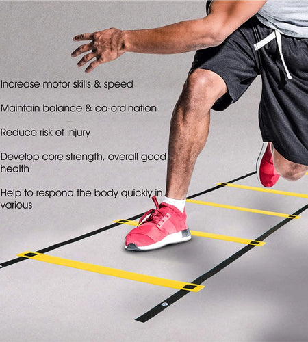 Speed and Agility Training Ladder with Carry Bag - 8 Rung (Yellow)