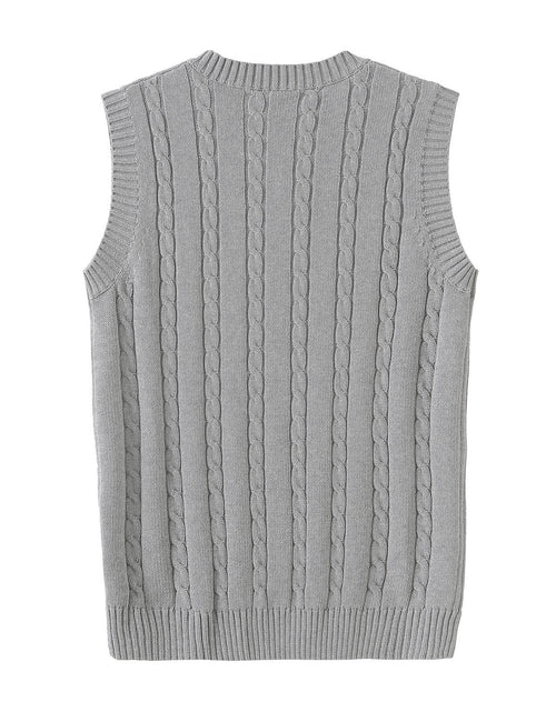 Load image into Gallery viewer, Men'S Cable Knit V Neck Relax Fit Sleeveless Knitwear Pullover Sweater Vest
