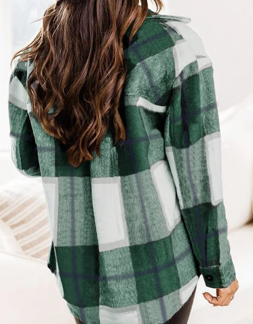 Load image into Gallery viewer, Flannel Shirts for Women Plaid Jackets Long Sleeve Shackets Womens Button down Coats Warm Blouses
