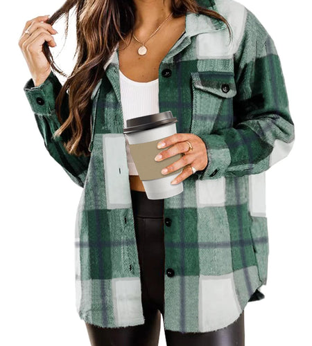 Flannel Shirts for Women Plaid Jackets Long Sleeve Shackets Womens Button down Coats Warm Blouses