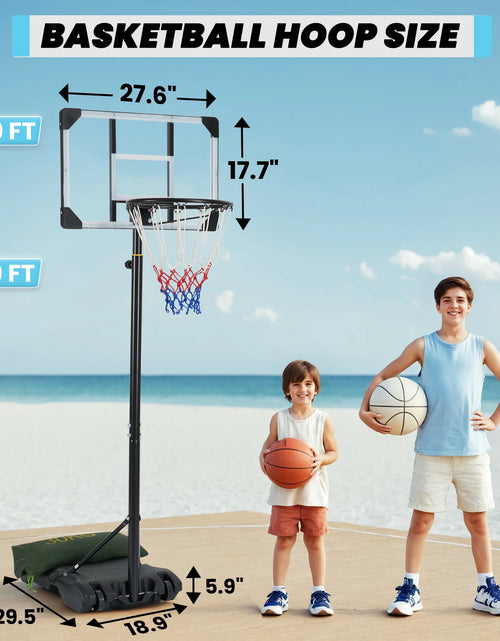 Load image into Gallery viewer, 28In Basketball Hoop Basketball Goal System Height Adjustable 5.1Ft to 7Ft Court for All Age Ranges Indoor Outdoor Use
